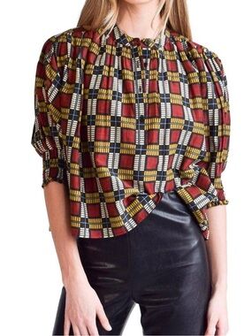 Never A Wallflower Silk and Cotton Blend Printed Top Size Small